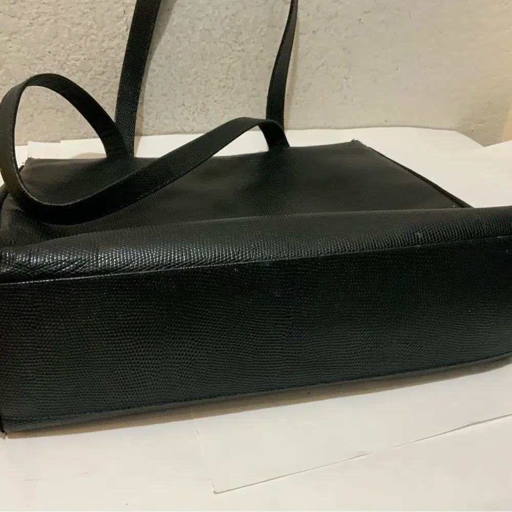 Vintage Salvatore Ferragamo Tote Bag Embossed Leather Black  Authentic